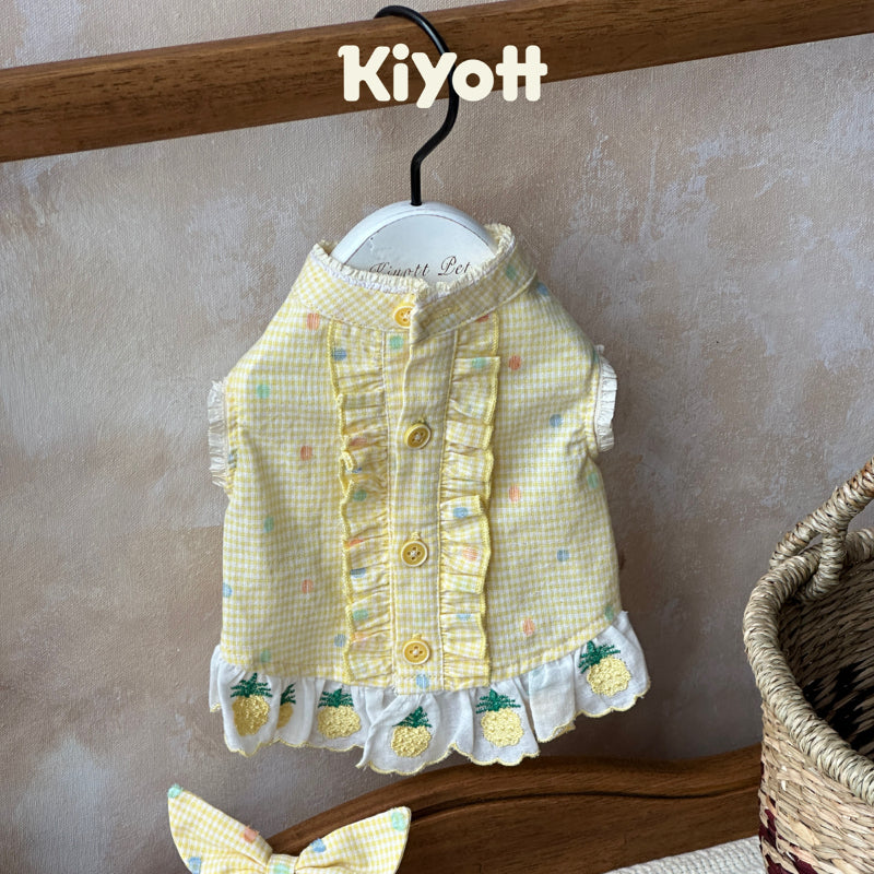 KIYOTT® Cute Summer Yellow Pineapple Embroidered Shirt for Dogs