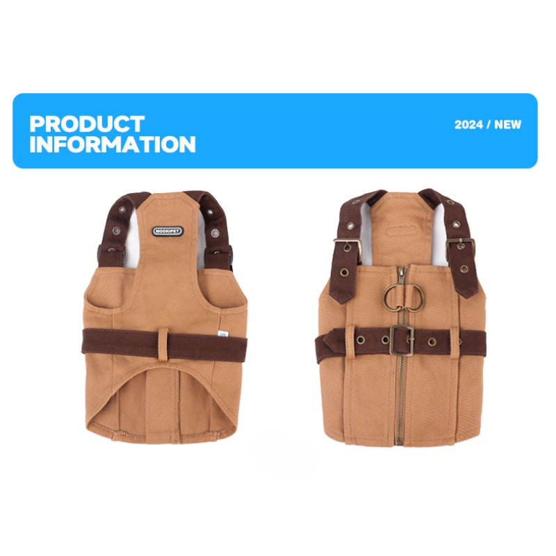 MookiPet® Khaki Functional Harness Vest & Hat Set for Dogs