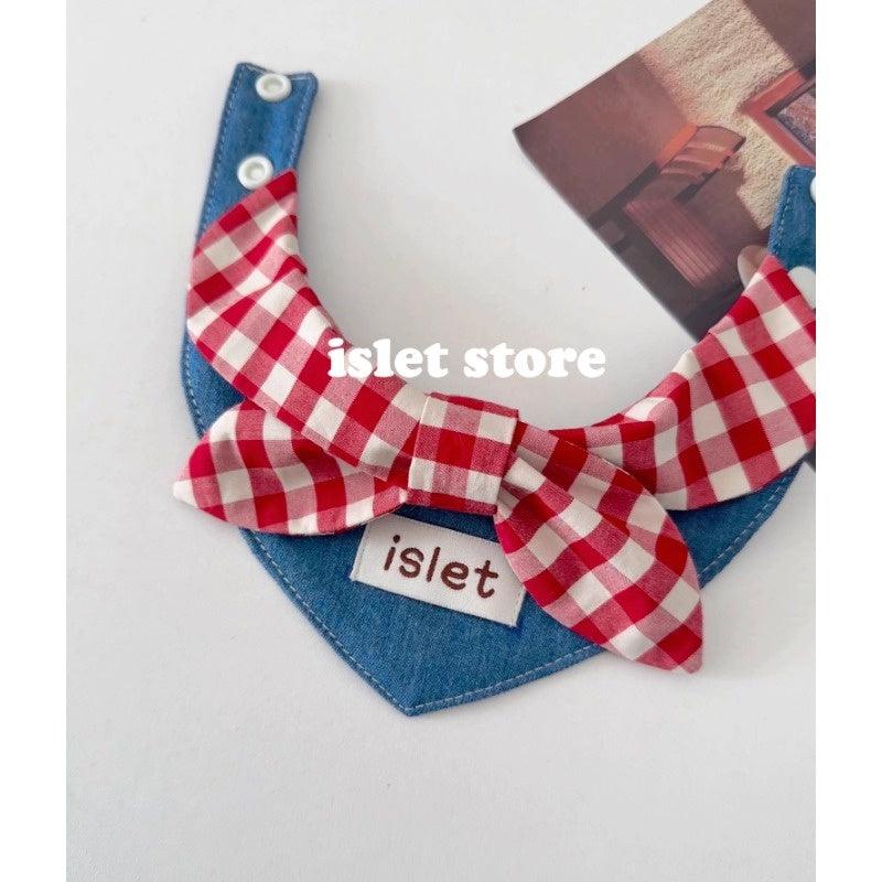 islet store® Red Plaid Denim Pet Bib - KIKOPALS