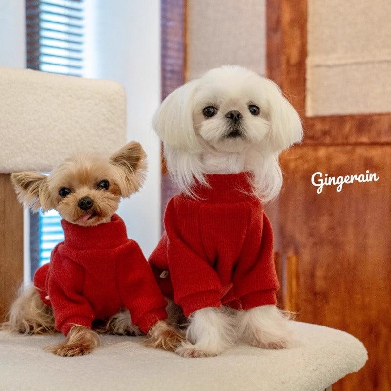 GINGERAIN® Red Turtleneck Warm Pet Sweater - KIKOPALS