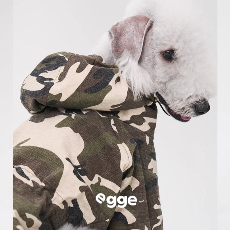 egge® Camouflage Windproof Dog Jacket – Vintage Style for Medium Breeds