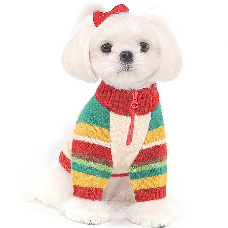 MookiPet® Rainbow Stripe Polo Sweater for Dogs
