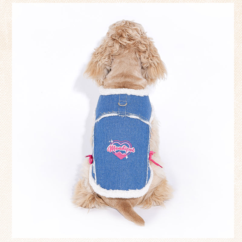 MookiPet® Blue Denim Lamb Wool Vest for Dogs