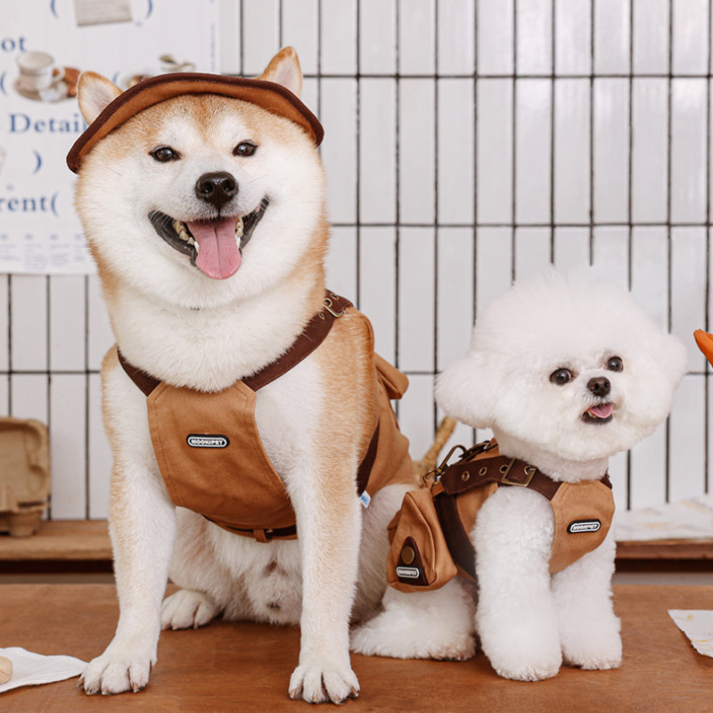 MookiPet® Khaki Functional Harness Vest & Hat Set for Dogs