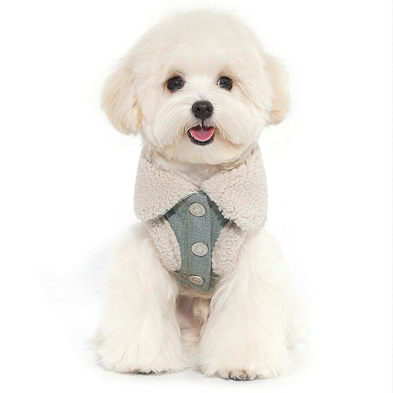 MookiPet® Lamb Wool Denim Vest & Hat for Dogs