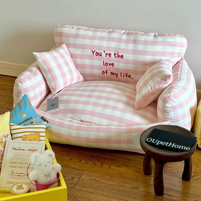 OUpetHome® Crayon Pink Pet Sofa Bed - KIKOPALS