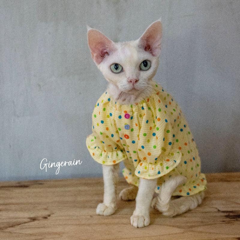 GINGERAIN® Summer Cat Yellow Dress - KIKOPALS