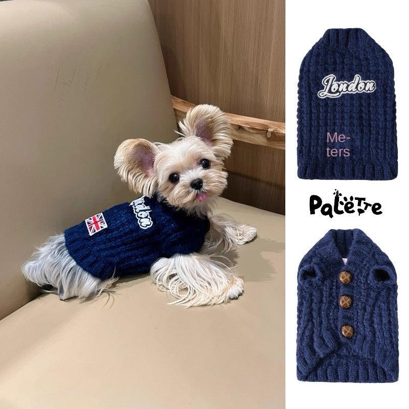 PalettePet® Deep Blue London Patch Dog Cardigan - KIKOPALS