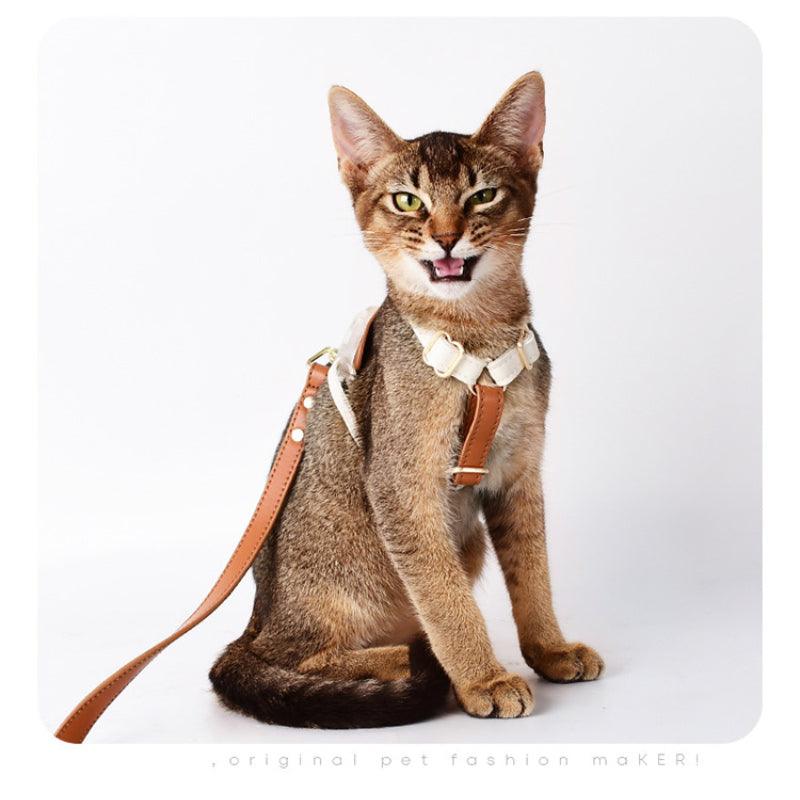 Minly® Leather Cat Harness & Leash Set - KIKOPALS