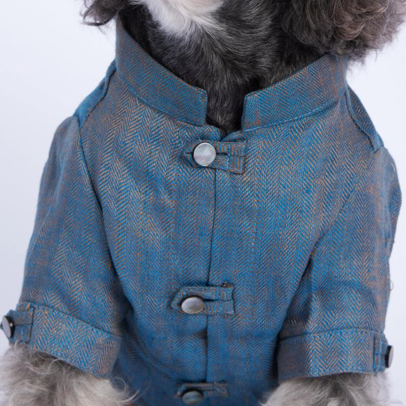 MQPET® Chinese Style Color-Woven Cotton-Linen Blend Pet Shirt - KIKOPALS
