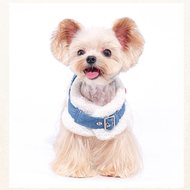 MookiPet® Blue Denim Lamb Wool Vest for Dogs