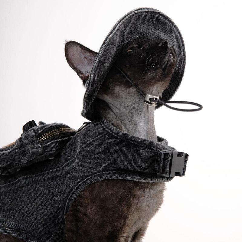 MQPET® Washed Black Denim Pet Vest Set - KIKOPALS