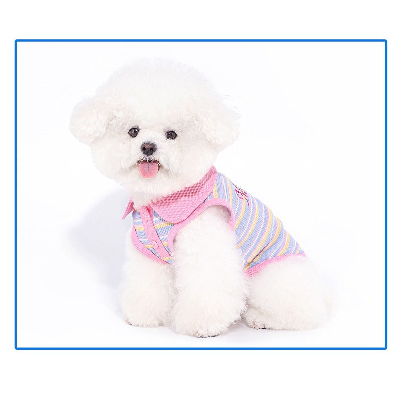 MookiPet® Pink-Purple Striped Polo Shirt for Dogs & Cats