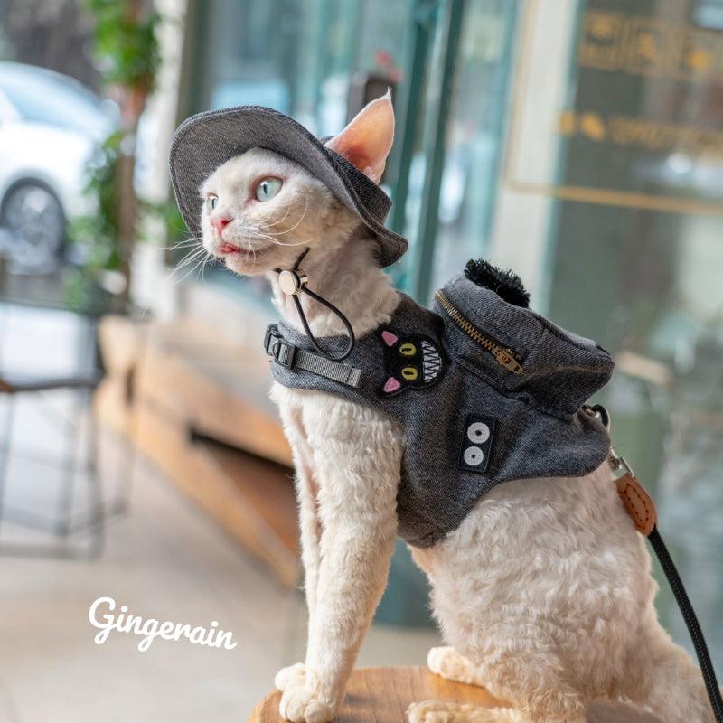 GINGERAIN® Outdoor Denim Cat Backpack - Harness & Leash Set - KIKOPALS