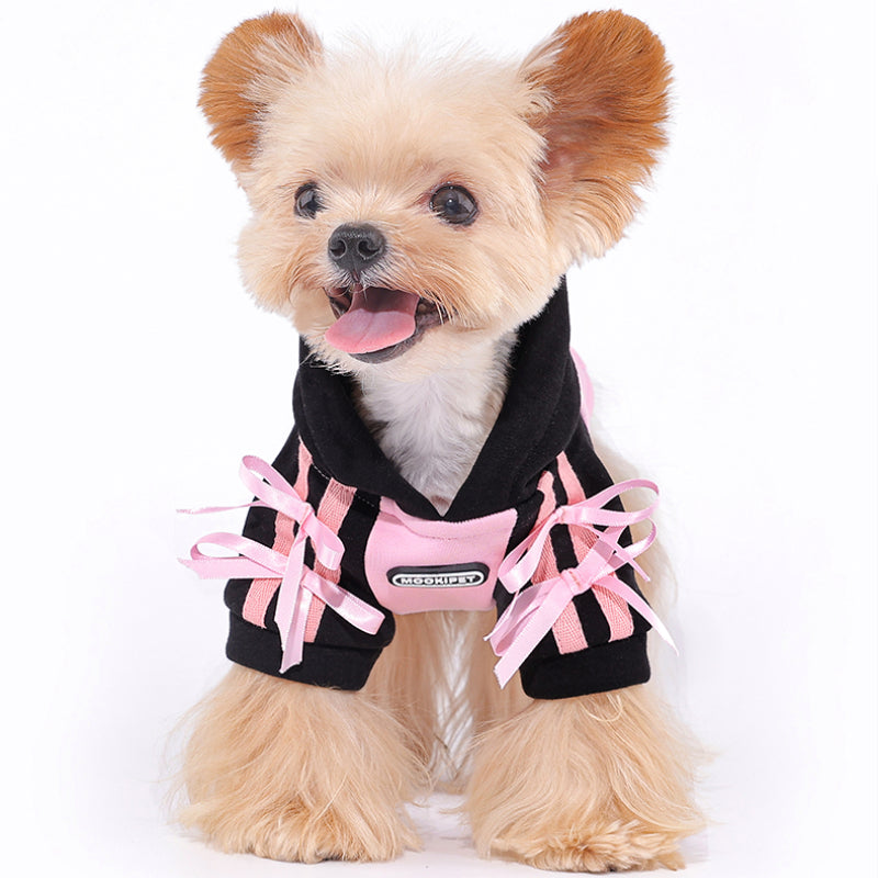 MookiPet® Pink Bow-Accent Hoodie for Dogs