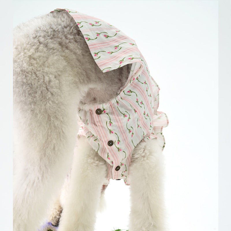 egge® Sleeveless Floral Ruffled Shirt for Dogs