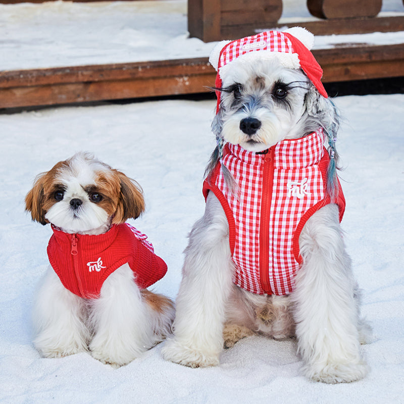 MookiPet® Reversible Corduroy Red Check Vest for Dogs
