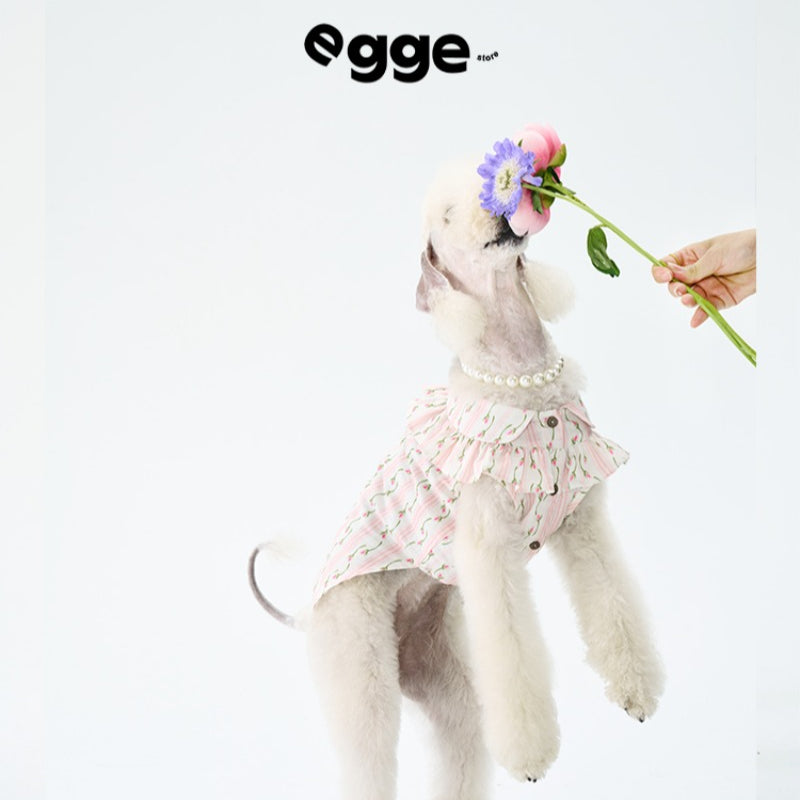egge® Sleeveless Floral Ruffled Shirt for Dogs
