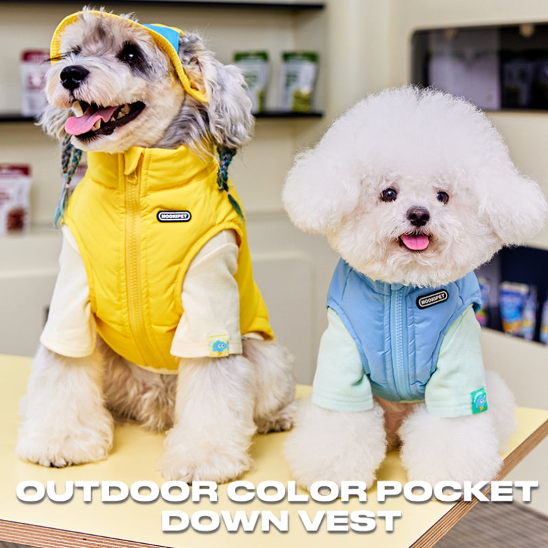 MookiPet® Outdoor Color-Block Down Vest & Hat for Dogs