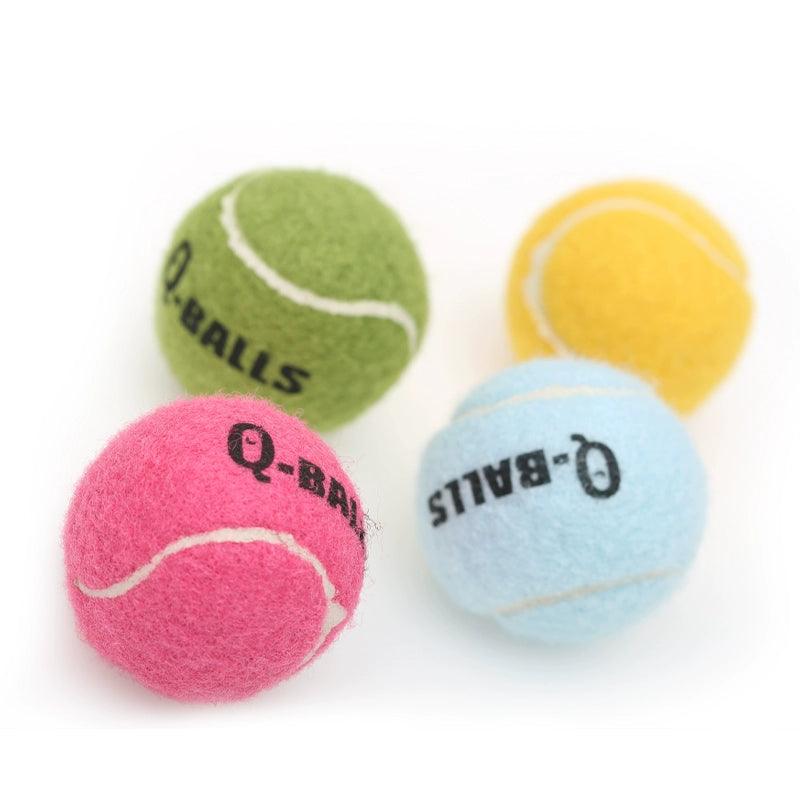 Qmonster® Squeaky Plush Dog Tennis Ball Toy Set of 4 - KIKOPALS