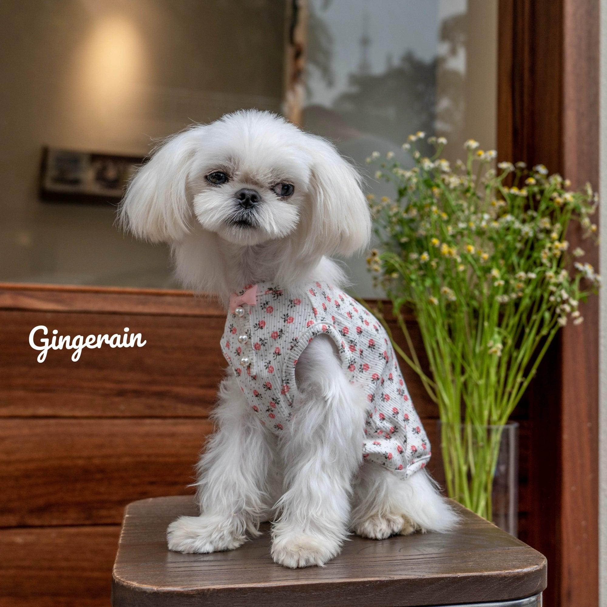 GINGERAIN® Breathable Cotton Pet Vest with Pearls - KIKOPALS