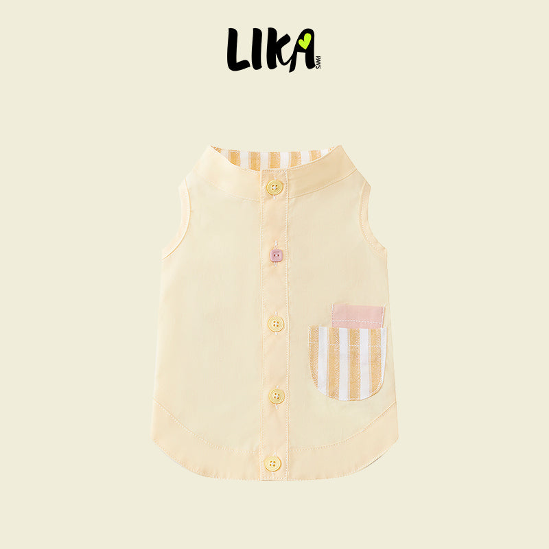LIKAPAWS® Cotton Yellow Dog Shirt & Sun Hat Set