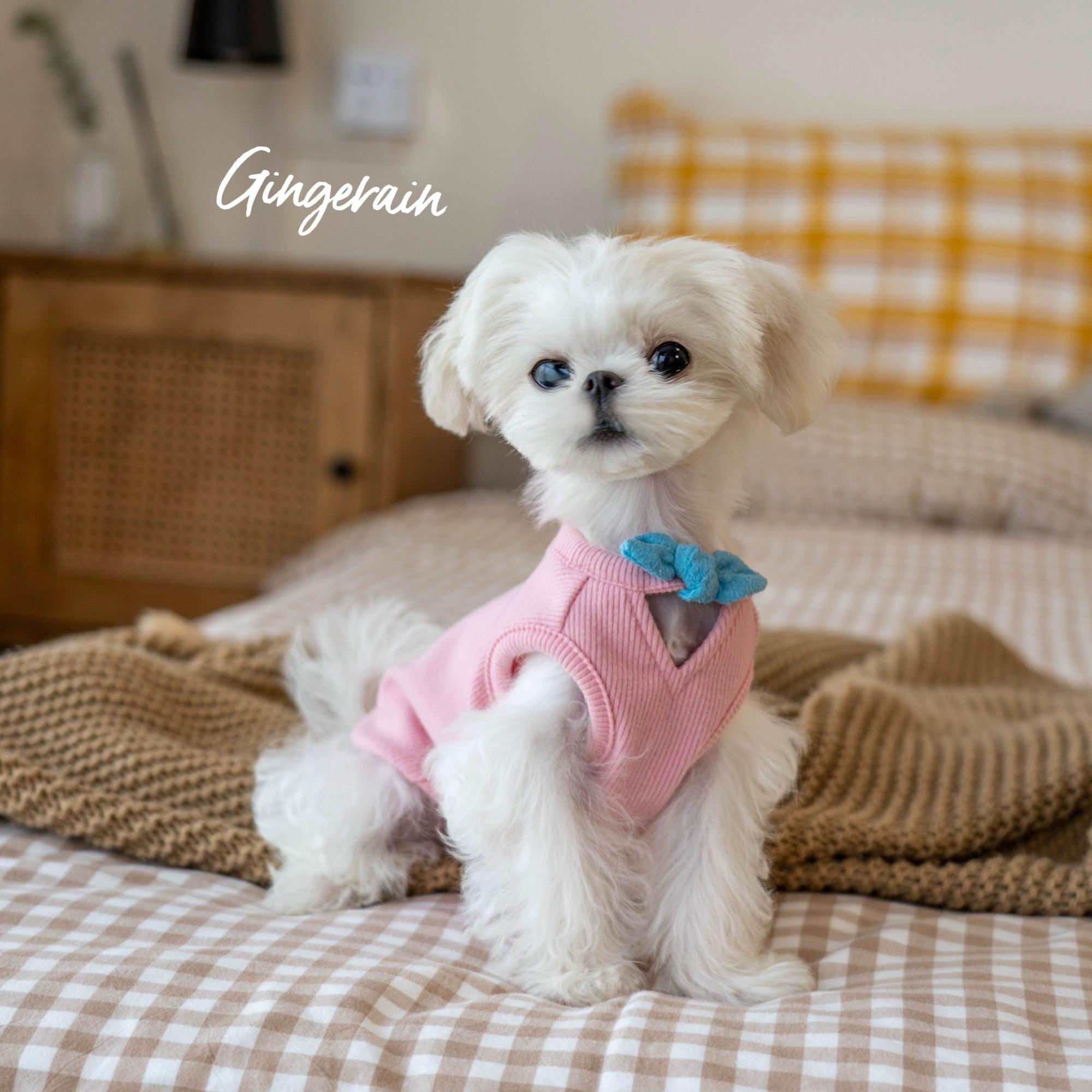 GINGERAIN® Pink Sweet Cotton Bow Pet Vest - KIKOPALS