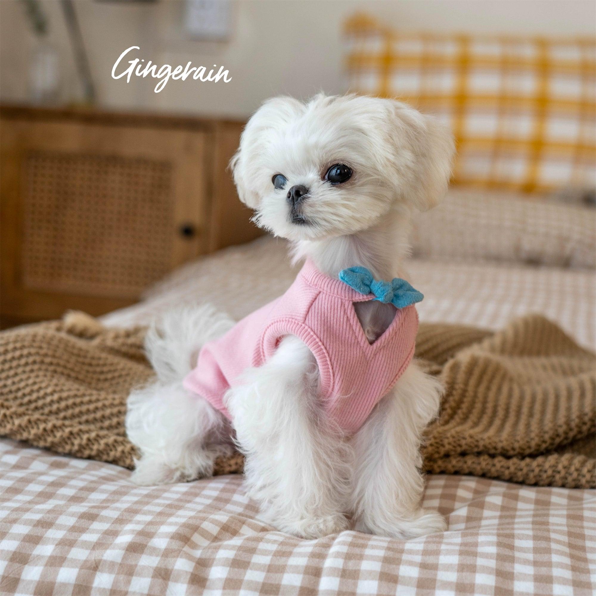 GINGERAIN® Pink Sweet Cotton Bow Pet Vest - KIKOPALS