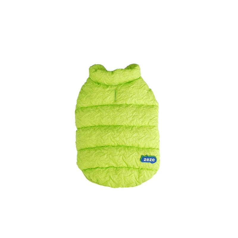 ZEZE® Textured Down Jacket in Neon Green for Cats & Small Dogs