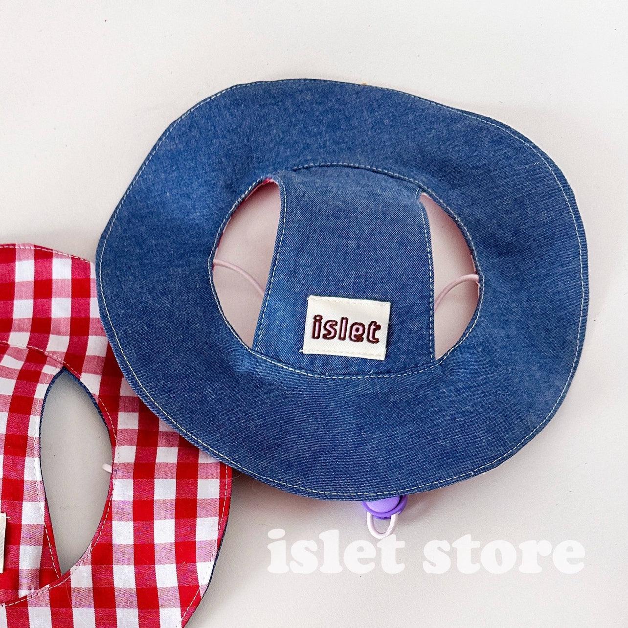 islet store® Red Plaid Denim Pet Bandana / Hat - KIKOPALS