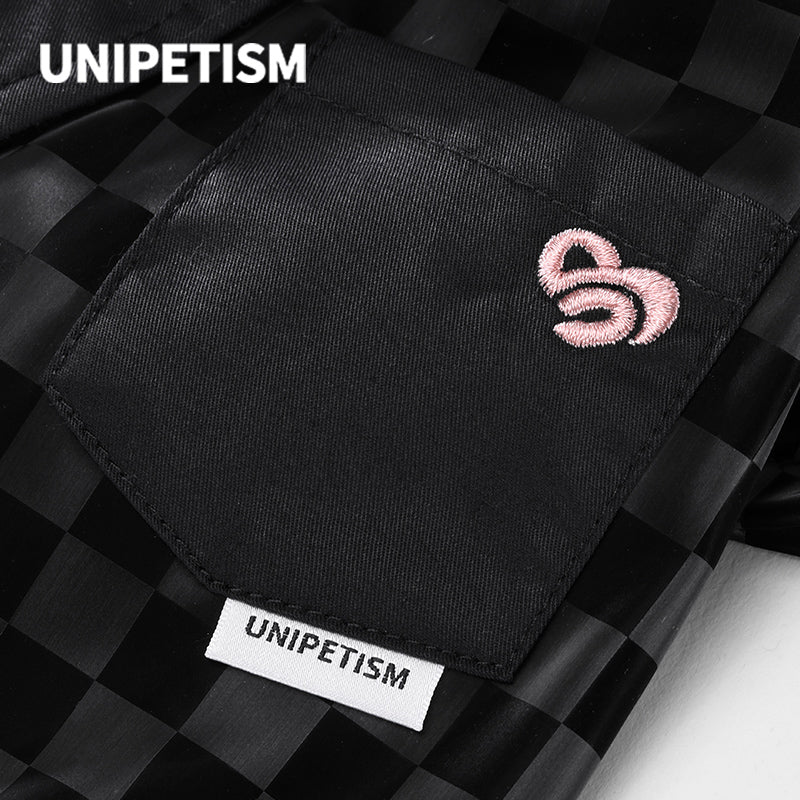 UNIPETISM® Black PU Check Shirt for Cats & Dogs
