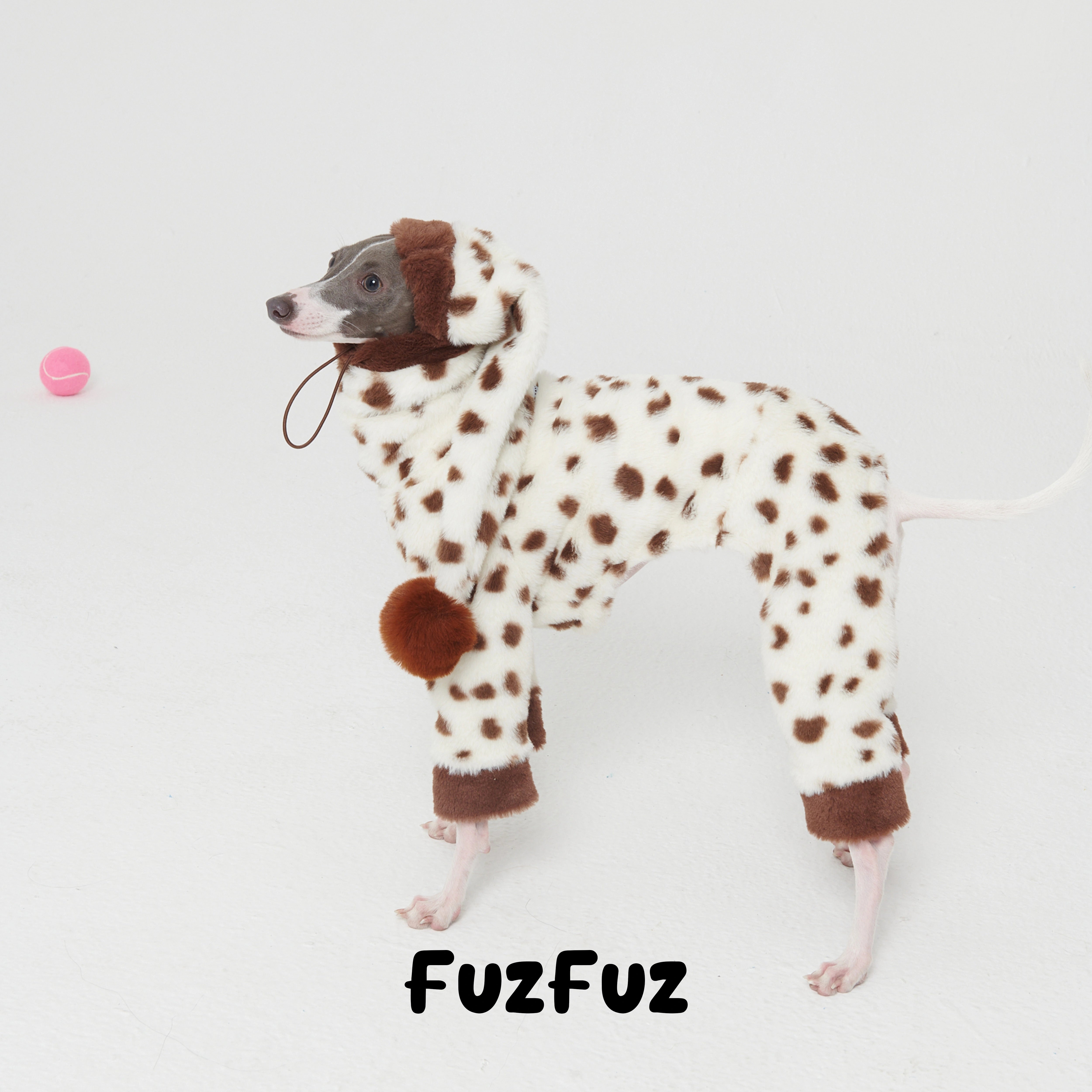 FuzFuz® Plush Pink Dotted Four-Legged Dog Sweater - for Italian Greyhounds & Whippets