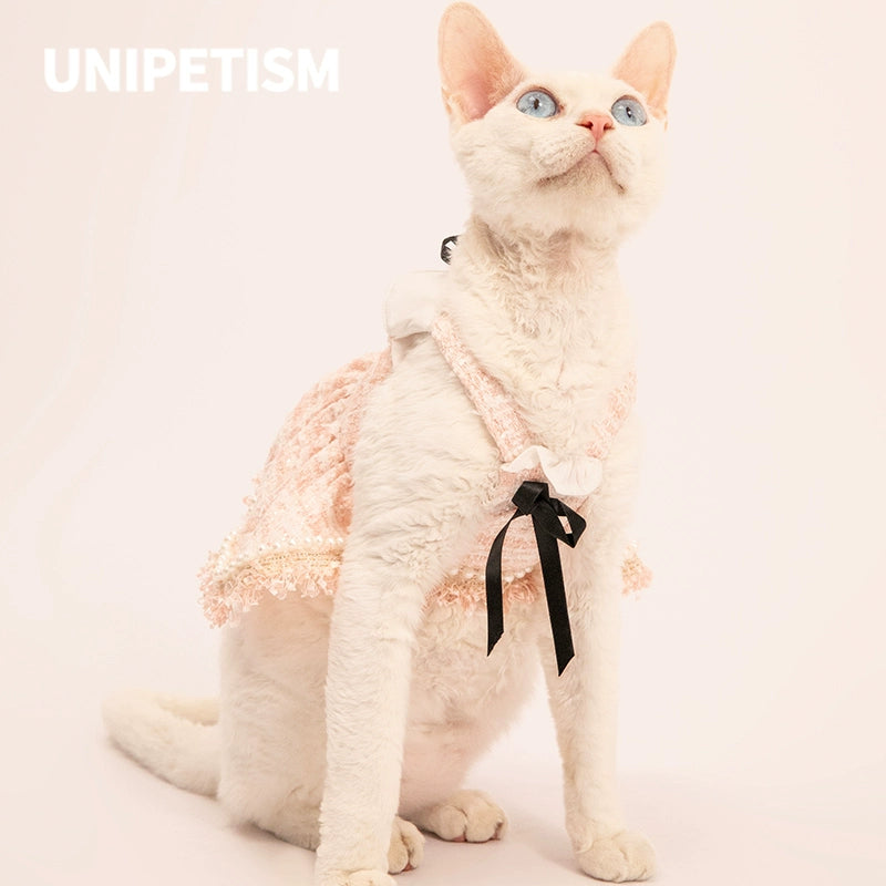 UNIPETISM® Pink Tweed Wool Blend Dress for Dogs & Cats