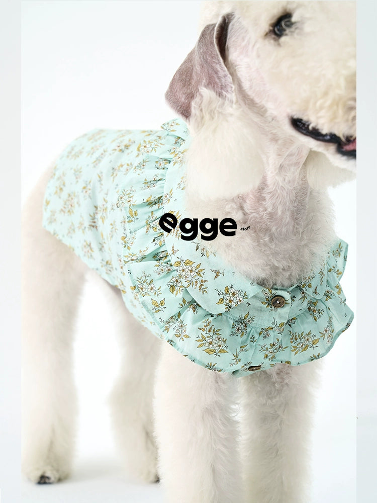 egge® Sleeveless Floral Ruffled Shirt for Dogs