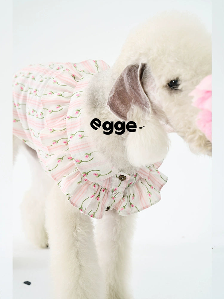 egge® Sleeveless Floral Ruffled Shirt for Dogs