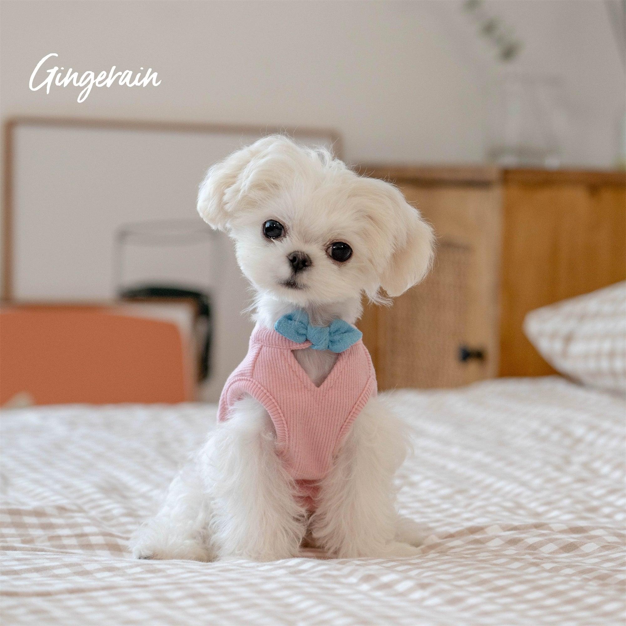 GINGERAIN® Pink Sweet Cotton Bow Pet Vest - KIKOPALS