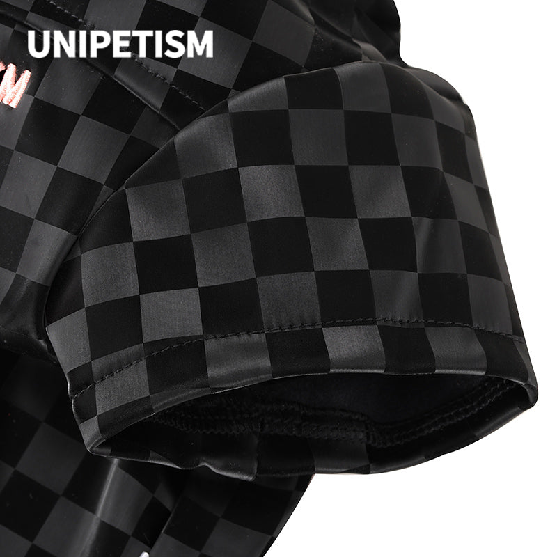 UNIPETISM® Black PU Check Shirt for Cats & Dogs