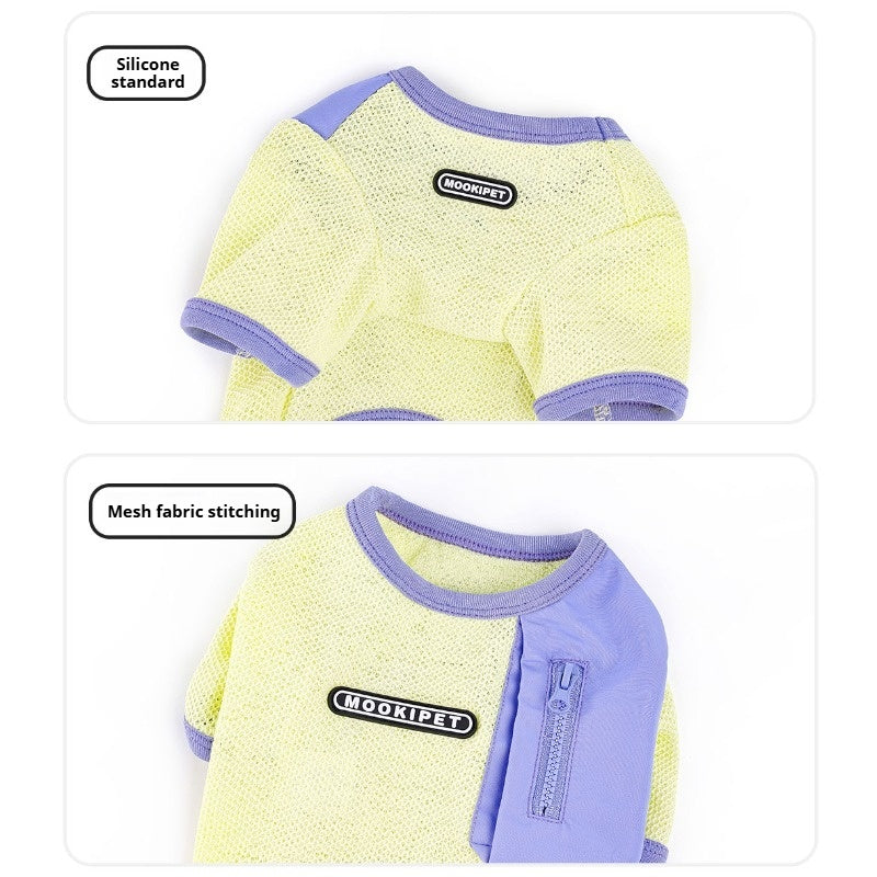 MookiPet® Breathable Mesh T-Shirt for Dogs – Yellow, Quick-Dry, and Practical