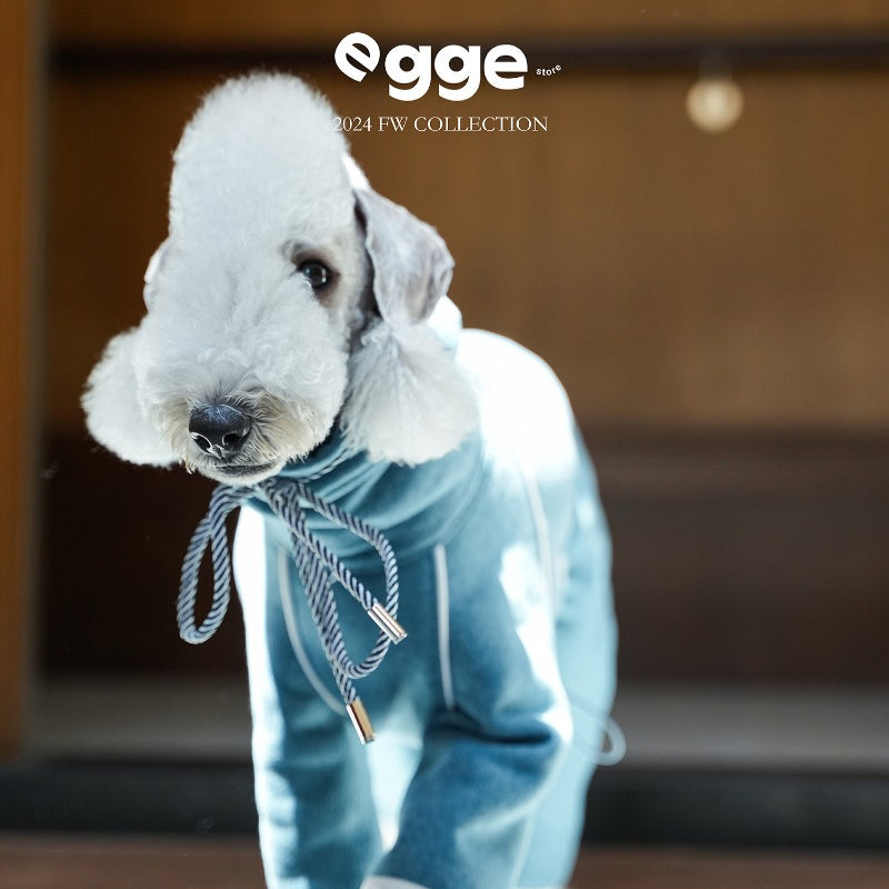 egge® School Uniform Hoodie - White & Blue for Dogs