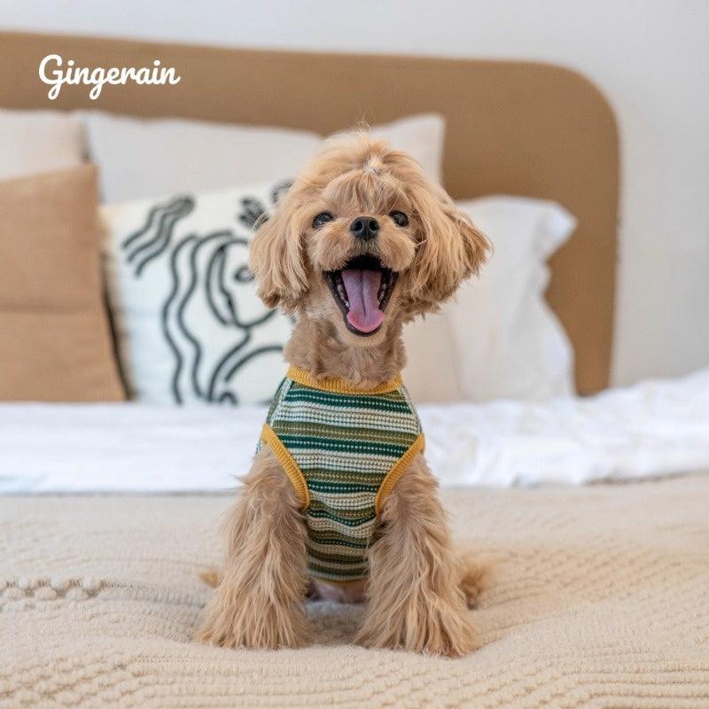 GINGERAIN® Cotton Waffle Knit Striped Dog Vest - KIKOPALS