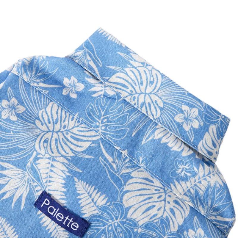 PalettePet® Blue Palm Print Short-Sleeve Dog Shirt - KIKOPALS