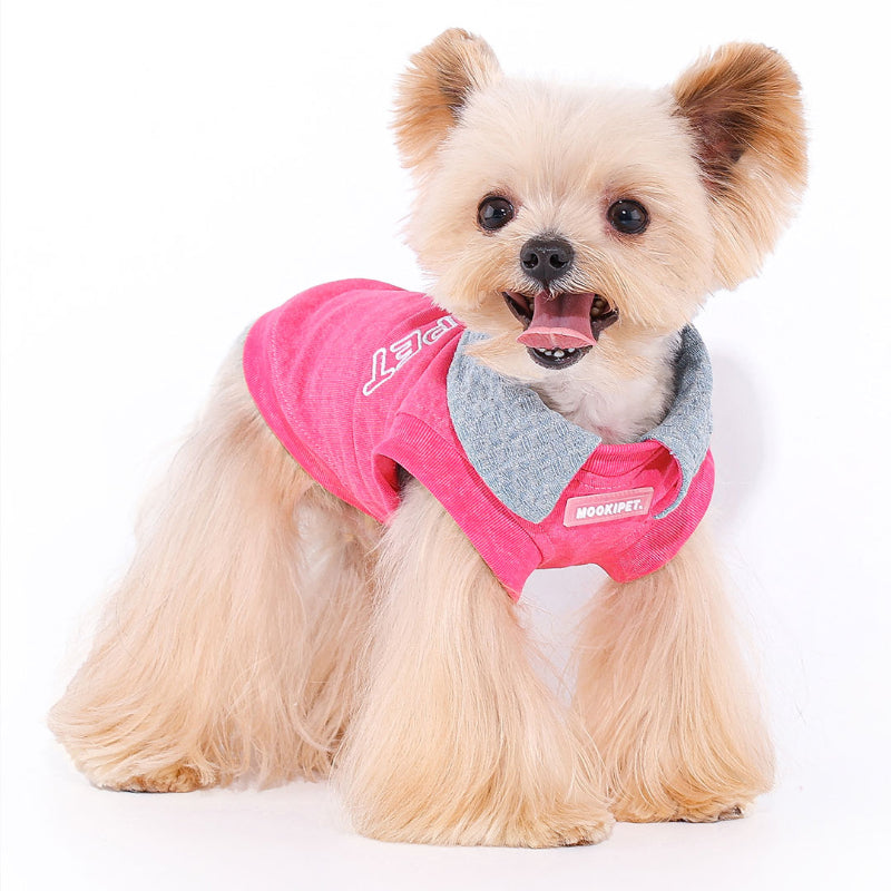 MookiPet® Pink Denim Color Block Vest for Dogs & Cats