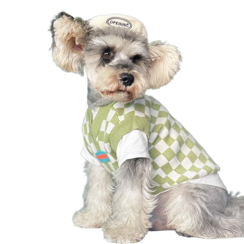 KIKOPALS® Plaid Pet V-Neck Vest Green - KIKOPALS