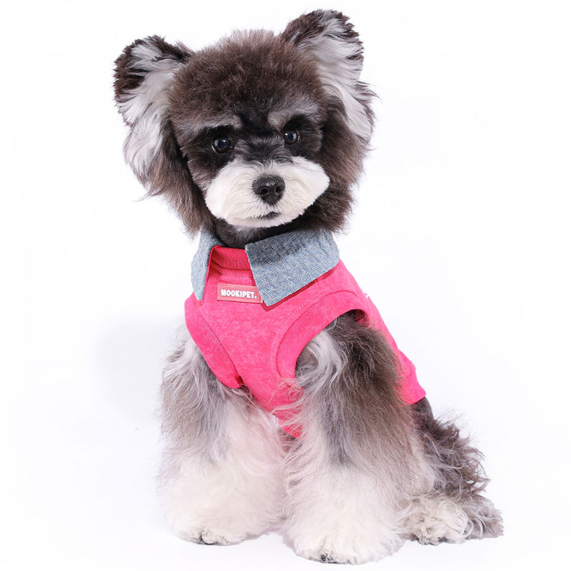 MookiPet® Pink Denim Color Block Vest for Dogs & Cats