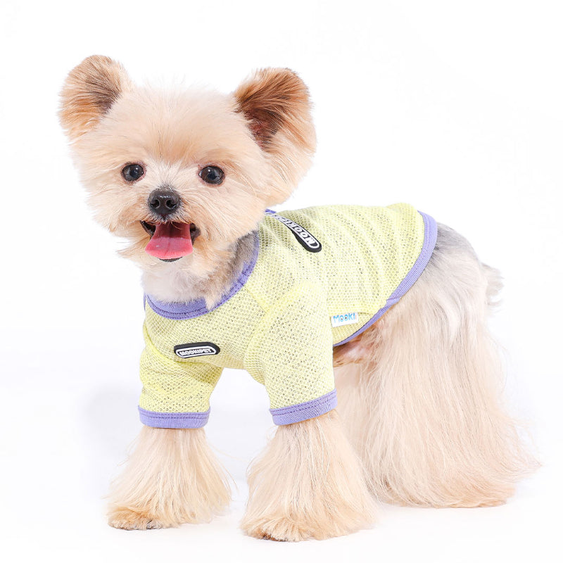 MookiPet® Breathable Mesh T-Shirt for Dogs – Yellow, Quick-Dry, and Practical