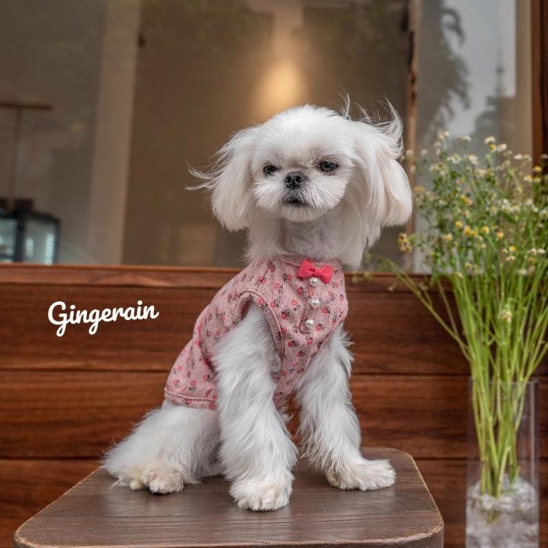 GINGERAIN® Breathable Cotton Pet Vest with Pearls - KIKOPALS
