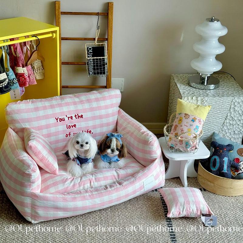 OUpetHome® Crayon Pink Pet Sofa Bed - KIKOPALS