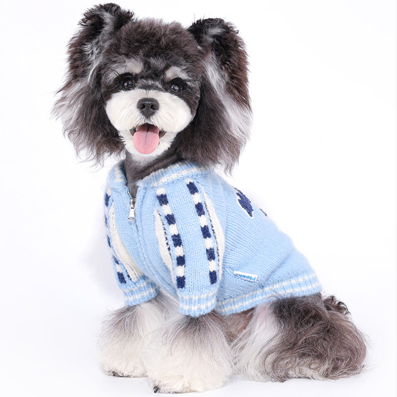 MookiPet® Blue-White Baseball Sweater for Dogs