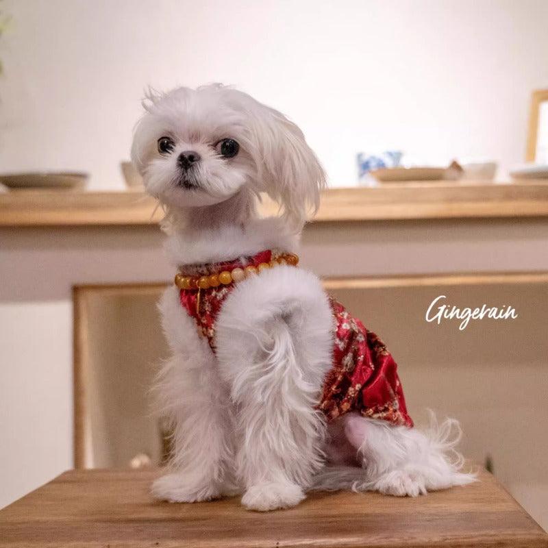 GINGERAIN® Velvet Cheongsam Dog Vest with Fleece - KIKOPALS