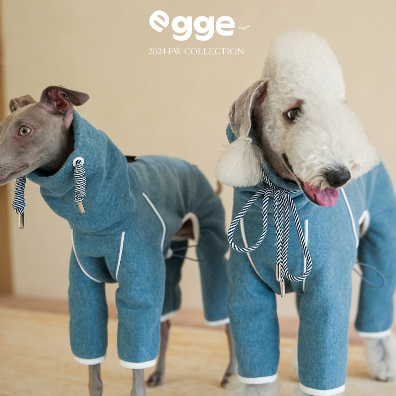 egge® School Uniform Hoodie - White & Blue for Dogs